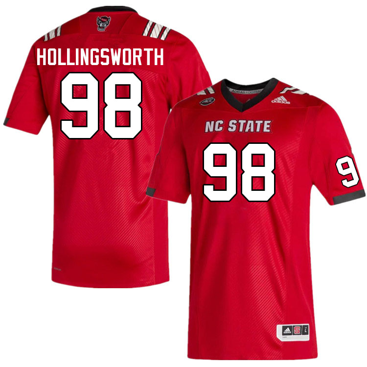 Men #98 Aiden Hollingsworth NC State Wolfpack College Football Jerseys Sale-Red